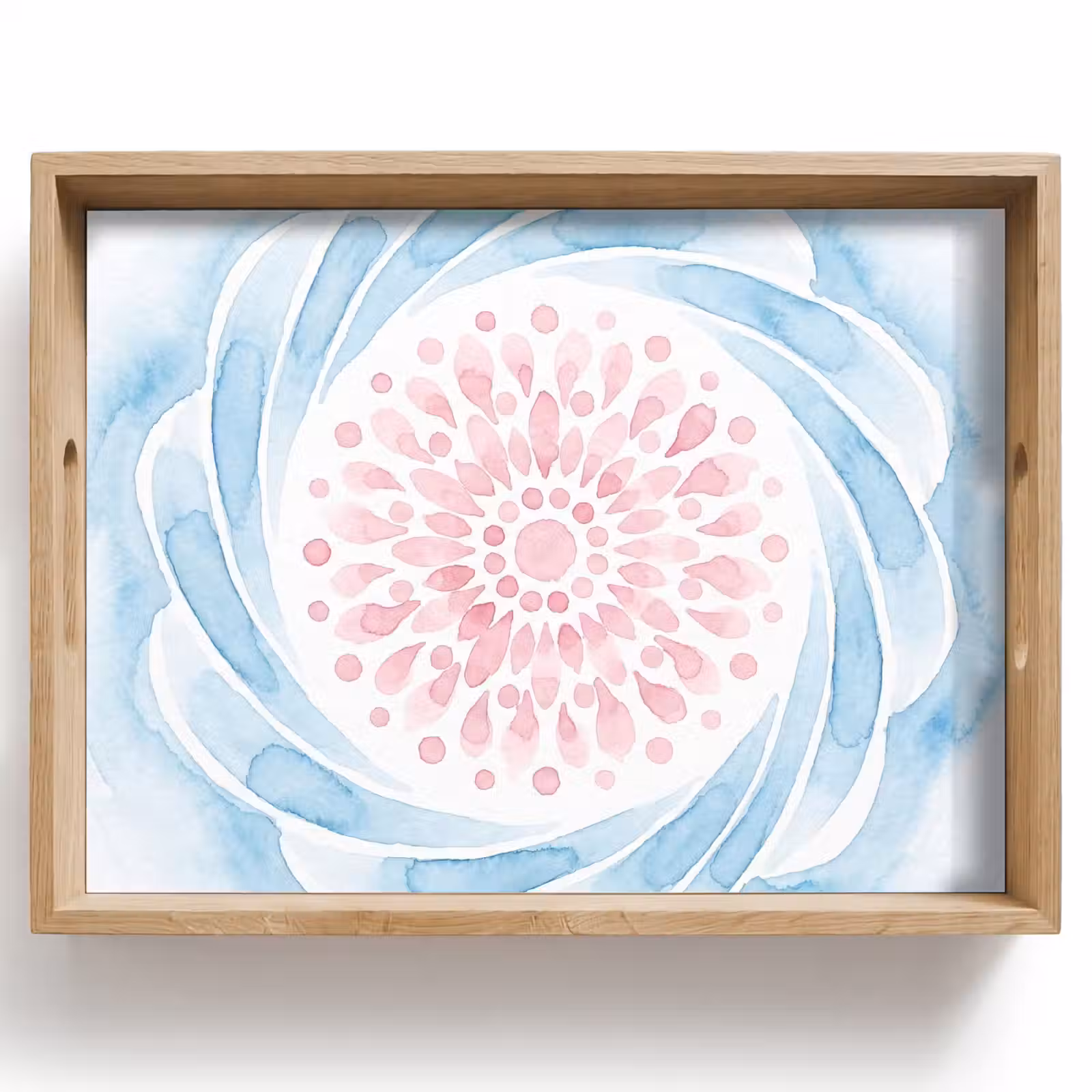 Plateau - Résumé - Forme de fleur - Aquarelle - Rose - Bleu — 1