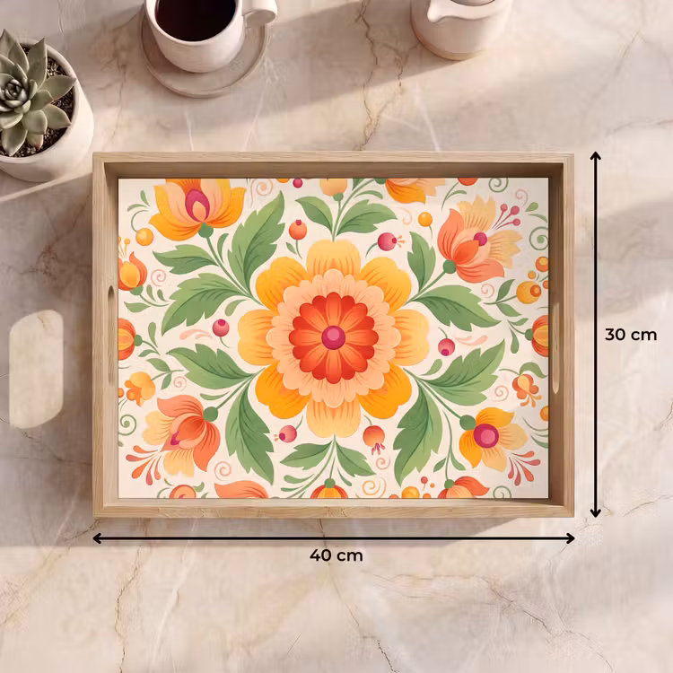 Plateau - Fleurs - Motif - Décoratif - Orange — 7