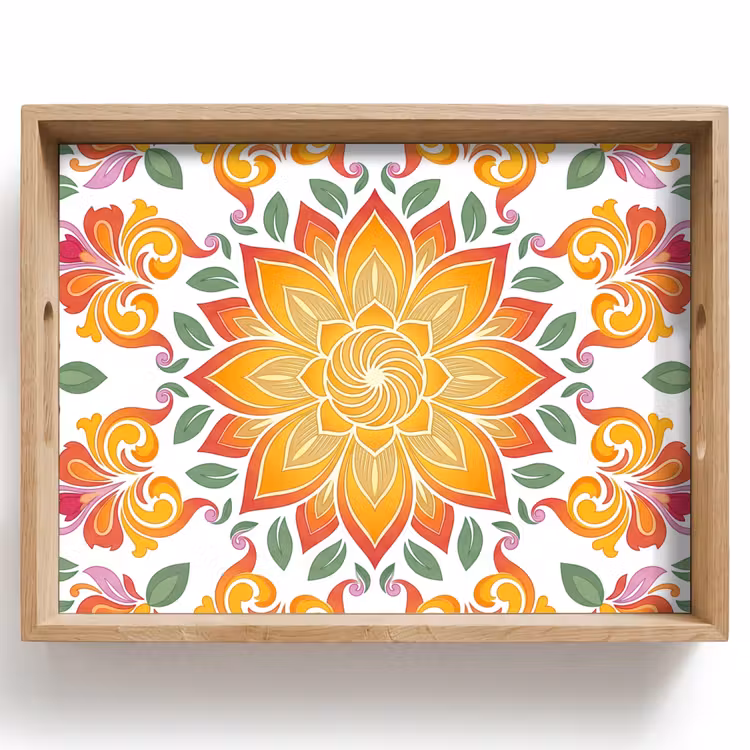 Plateau - Mandala - Fleurs - Décoration - Coloré - Abstrait — 1