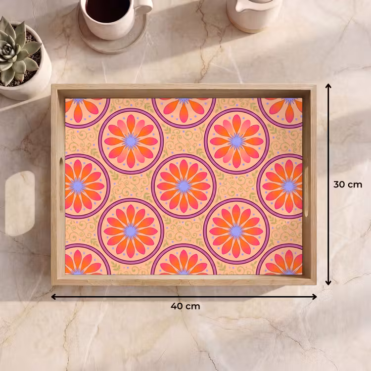 Plateau - Motif - Fleurs - Décoratif - Coloré - Moderne — 7