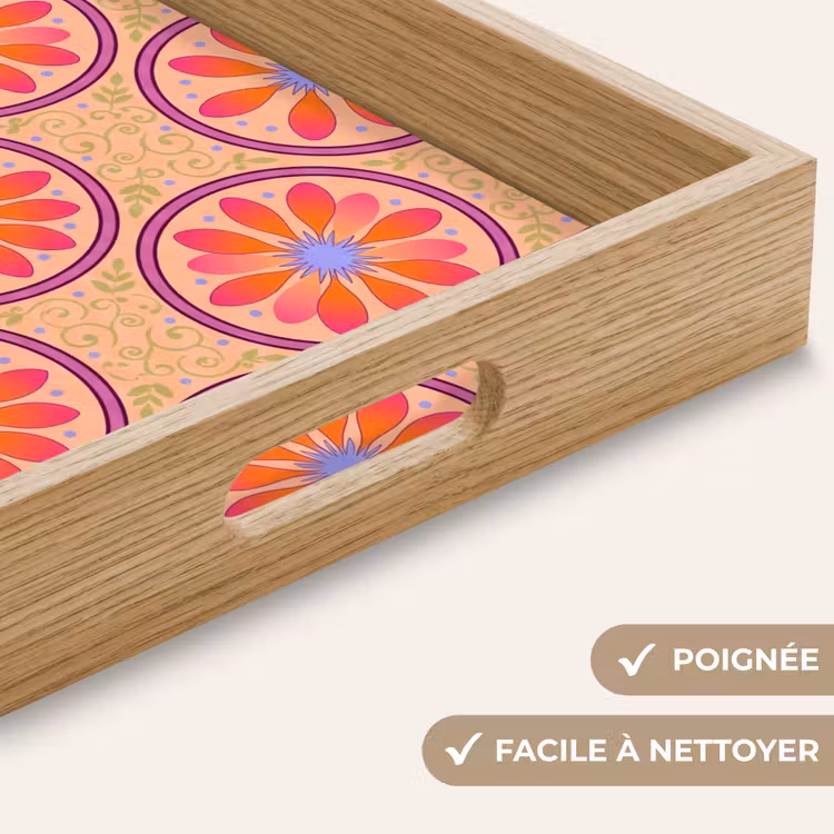 Plateau - Motif - Fleurs - Décoratif - Coloré - Moderne — 8