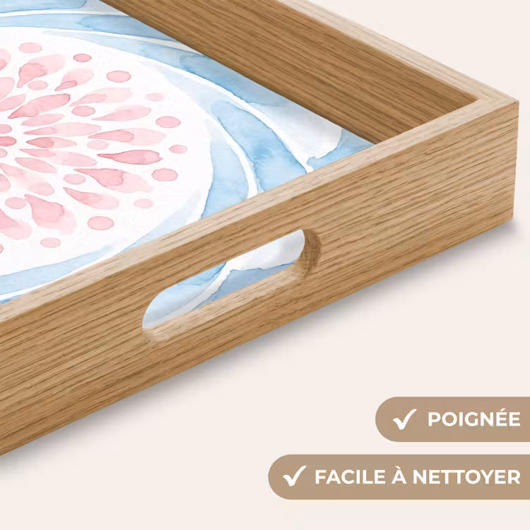 Plateau - Résumé - Forme de fleur - Aquarelle - Rose - Bleu — 8