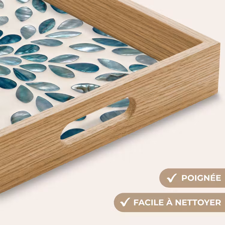 Plateau - Motif - Feuilles - Abstrait - Moderne - Turquoise — 8