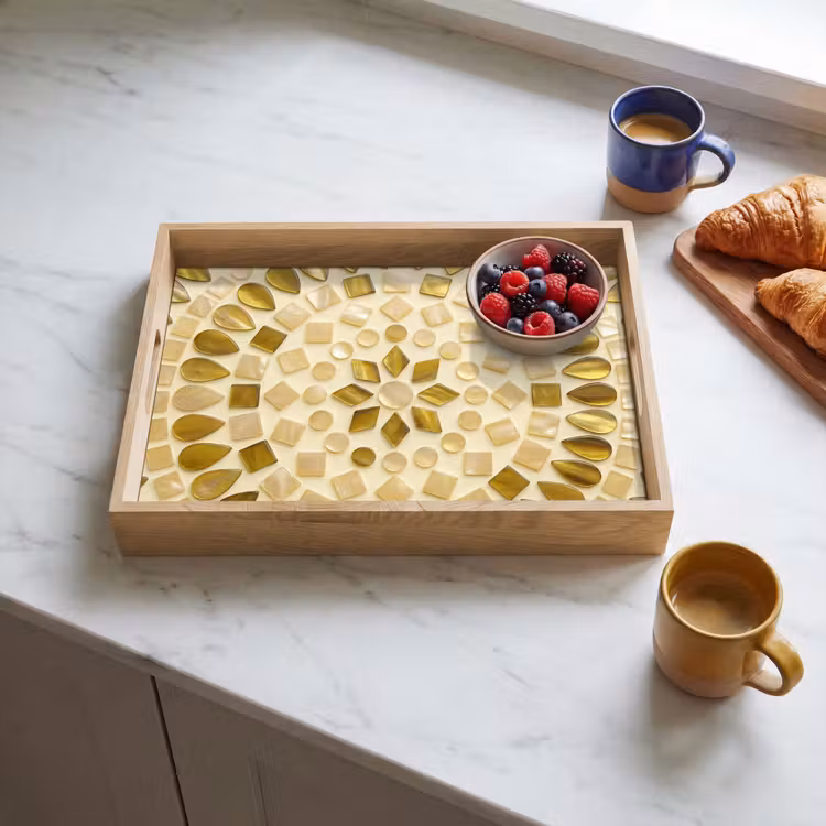 Plateau - Motif - Formes - Mosaïque - Abstrait - Or — 3