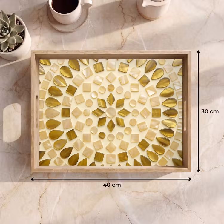 Plateau - Motif - Formes - Mosaïque - Abstrait - Or — 7