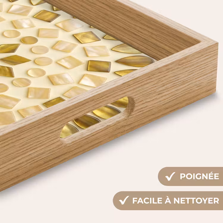 Plateau - Motif - Formes - Mosaïque - Abstrait - Or — 8