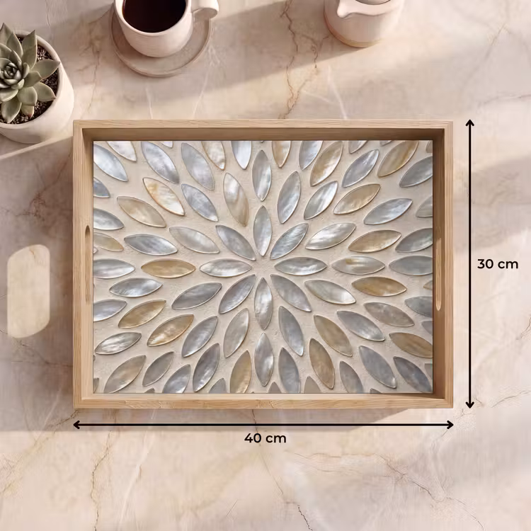 Plateau - Motif - Ovale - Brillant - Abstrait - Beige — 7
