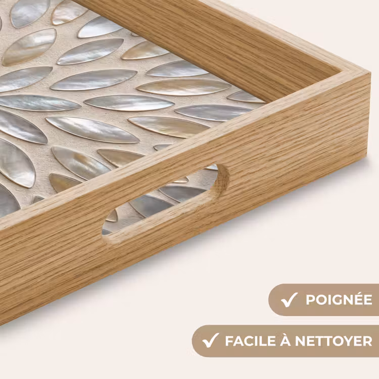 Plateau - Motif - Ovale - Brillant - Abstrait - Beige — 8