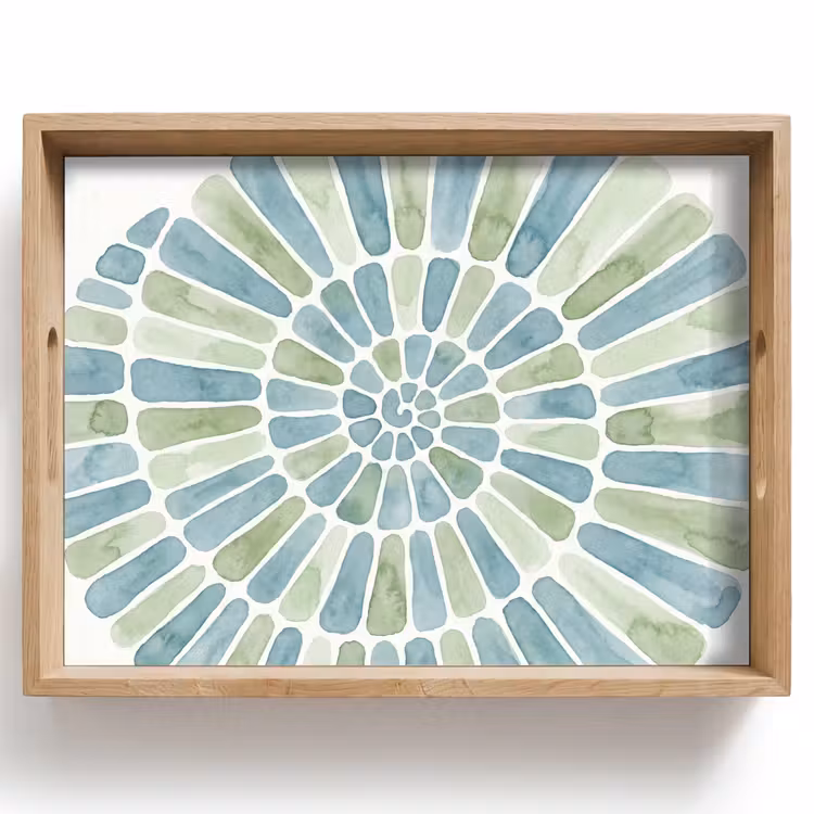 Plateau - Résumé - Spirale - Motif - Moderne - Bleu-vert — 1