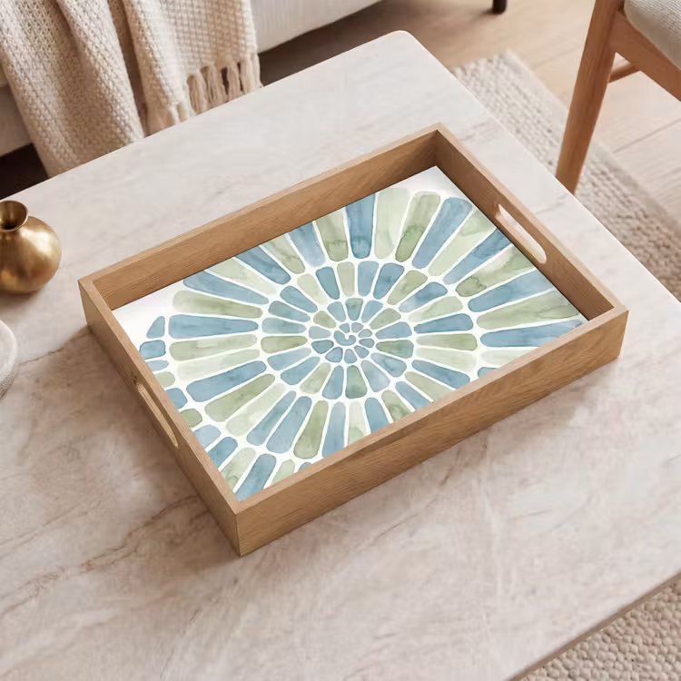Plateau - Résumé - Spirale - Motif - Moderne - Bleu-vert — 2