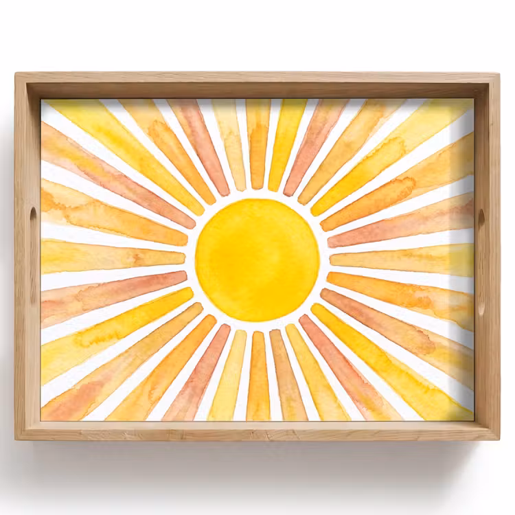 Plateau - Soleil - Rayons - Aquarelle - Jaune - Abstrait — 1