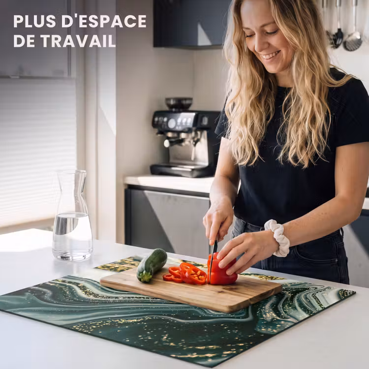 Protection plaque induction - Marbre ondulé avec brillance dorée — 5