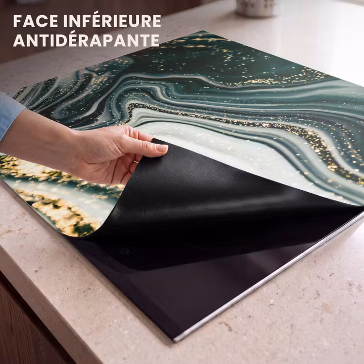 Protection plaque induction - Marbre ondulé avec brillance dorée — 7