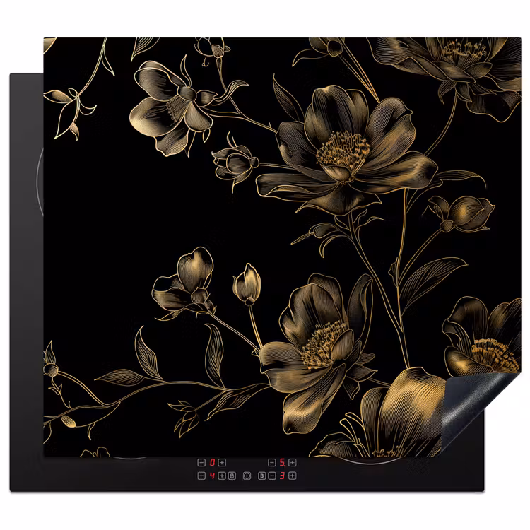 Protection plaque induction - Jardin de minuit en or monochrome — 1