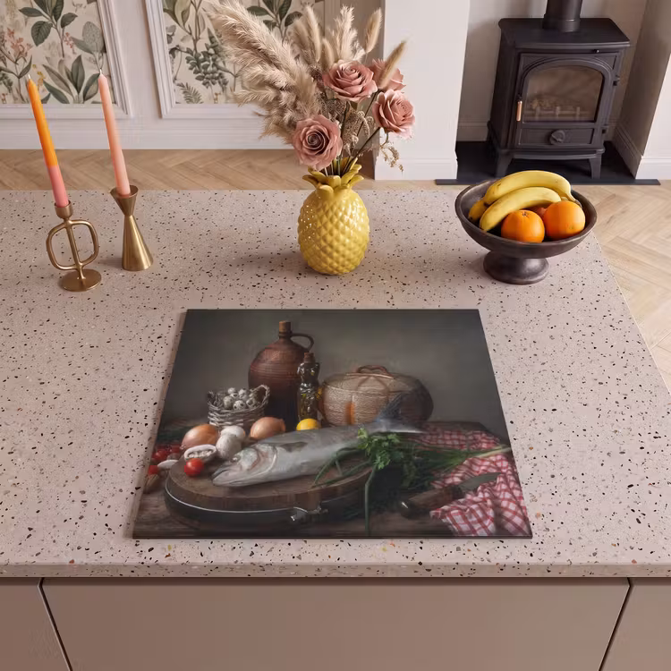 Protection plaque induction - Nature morte au poisson et à l'huile d'olive — 3