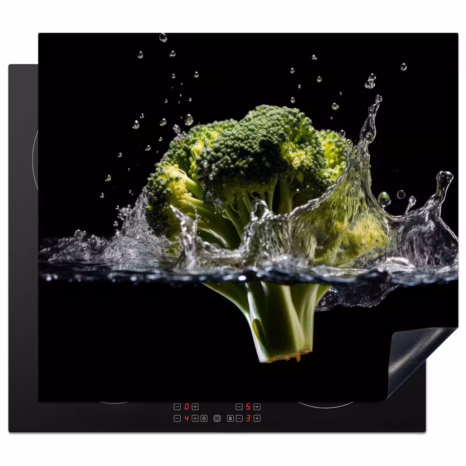 Protection plaque induction - Brocoli - Vert - Eau - Noir — 1