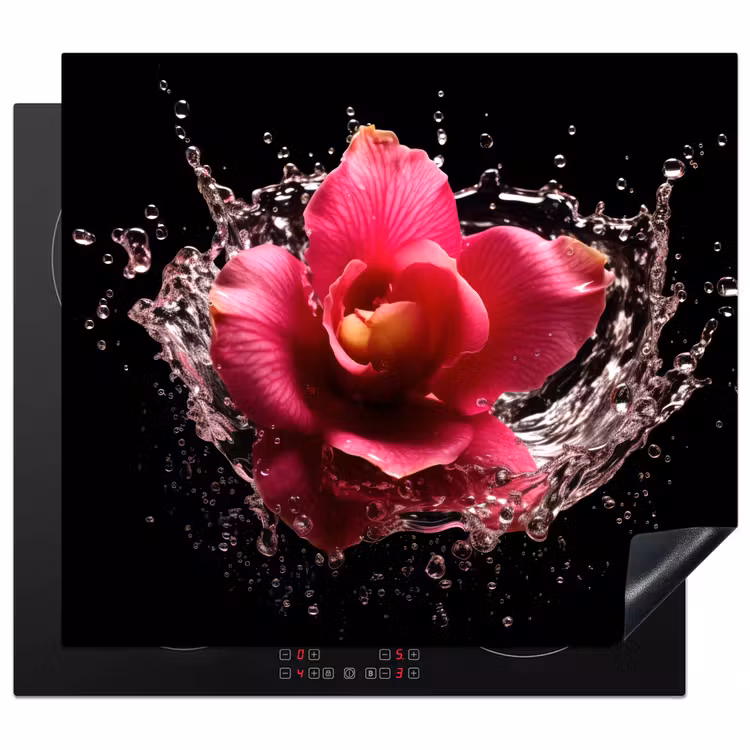 Protection plaque induction - Fleurs - Rose - Eau - Noir - Botanique - Nature — 1