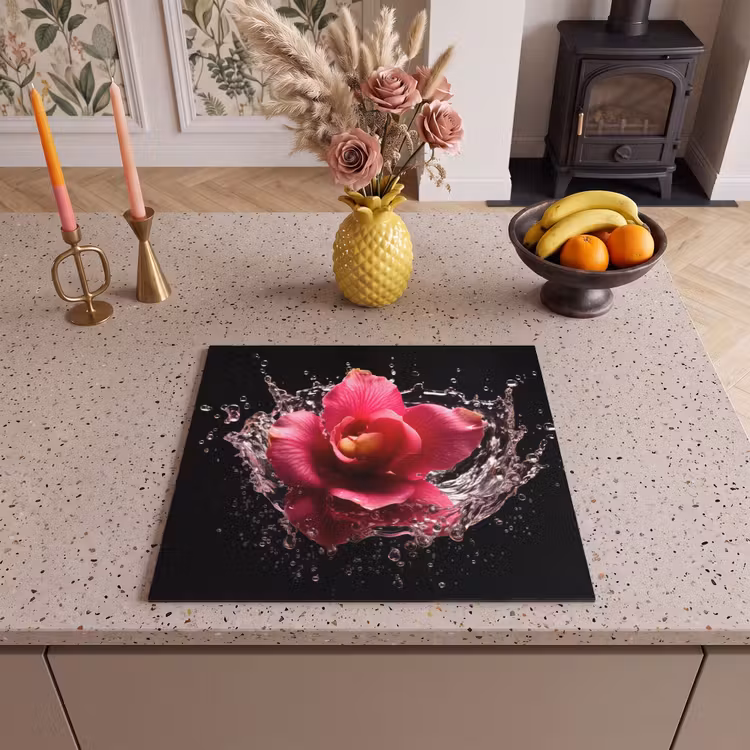 Protection plaque induction - Fleurs - Rose - Eau - Noir - Botanique - Nature — 3