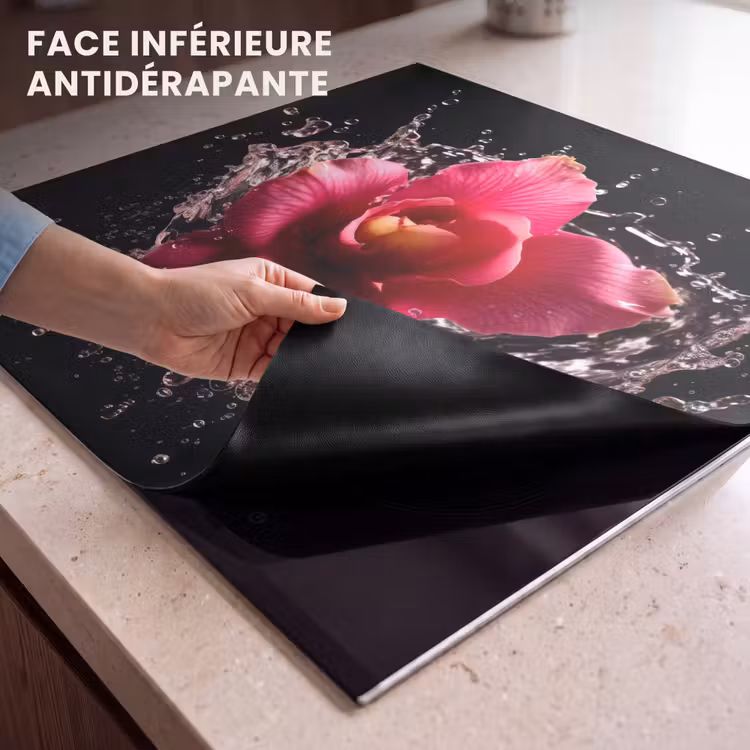 Protection plaque induction - Fleurs - Rose - Eau - Noir - Botanique - Nature — 7