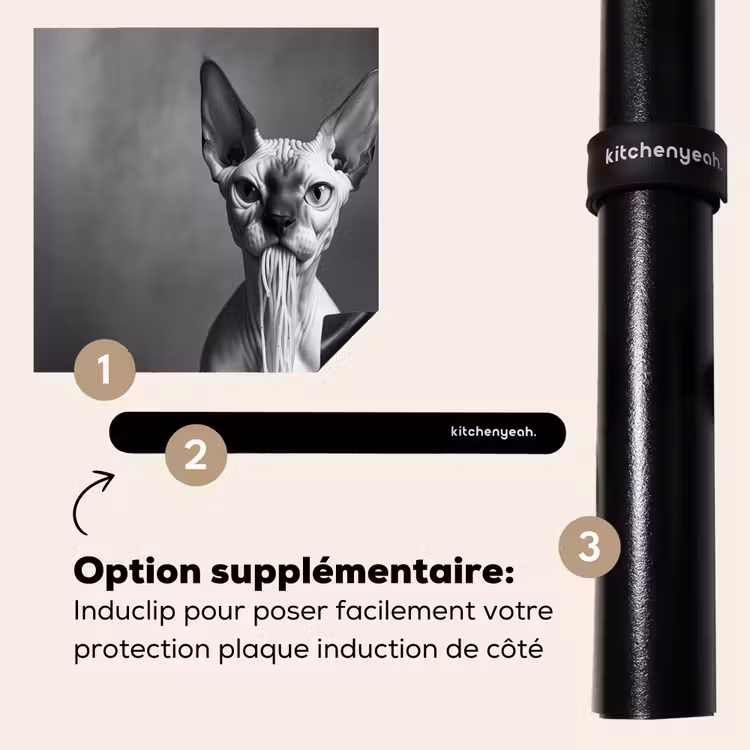 Protection plaque induction - Sphynx - Chat - Animaux - Humour - Spaghetti - Noir et blanc — 8