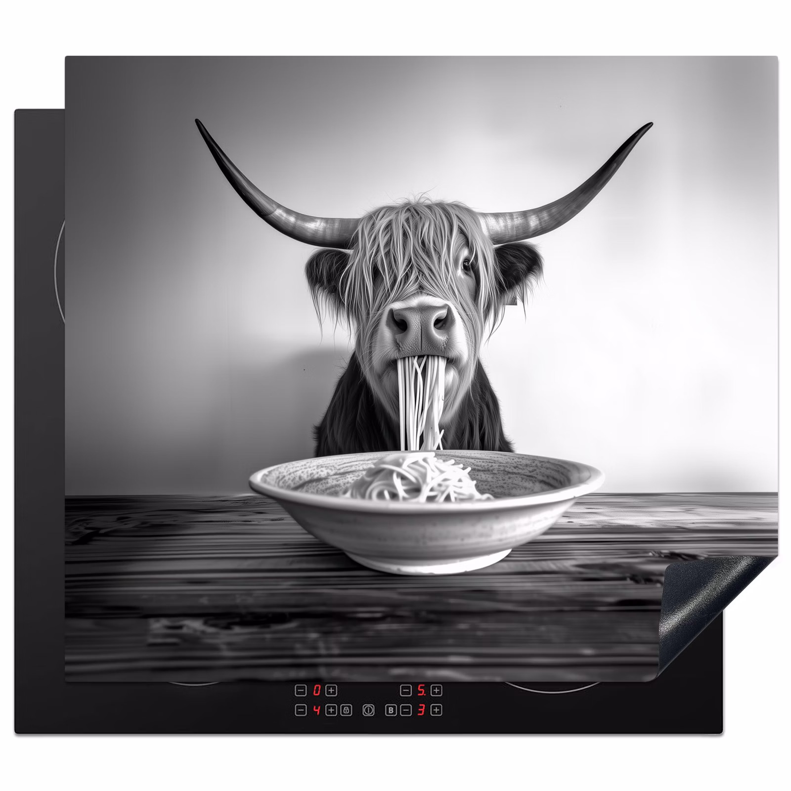 Protection plaque induction - Highlander écossais - Spaghetti - Animaux - Noir et blanc — 1