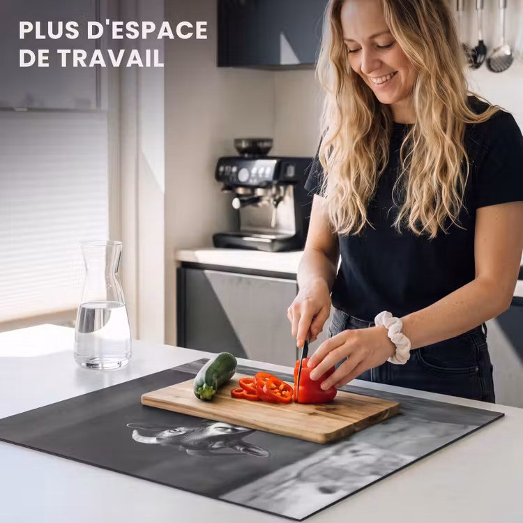 Protection plaque induction - Chèvre - Assiette - Spaghetti - Noir et blanc — 5