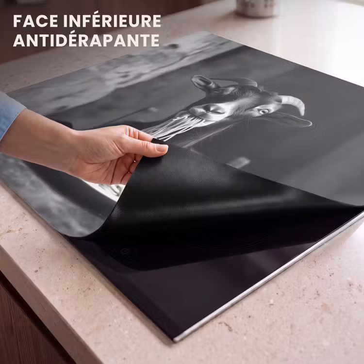 Protection plaque induction - Chèvre - Assiette - Spaghetti - Noir et blanc — 7