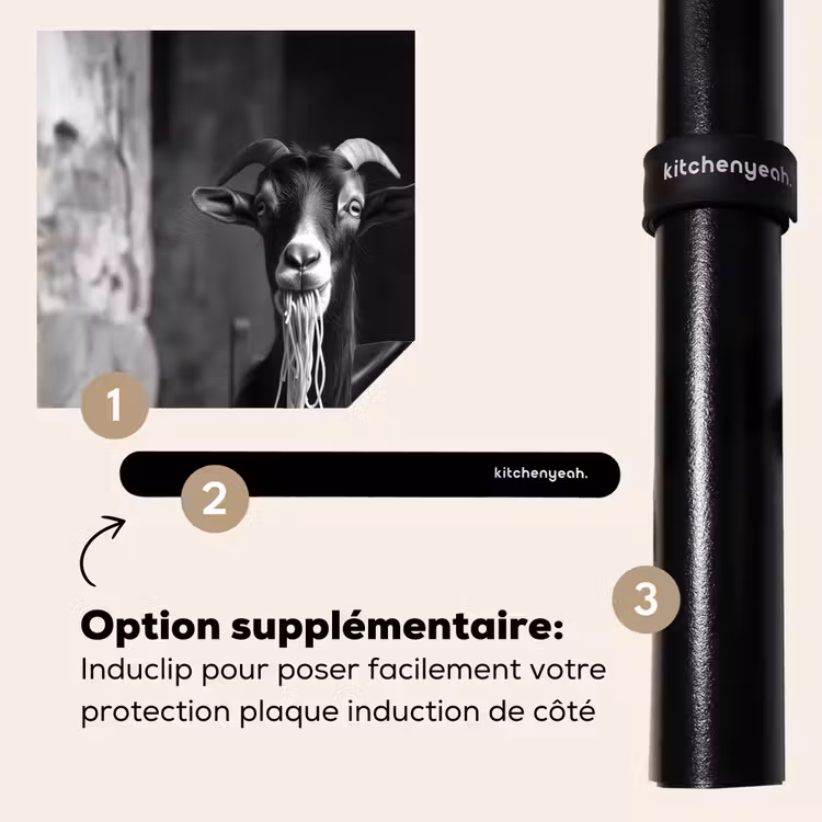 Protection plaque induction - Chèvre - Assiette - Spaghetti - Noir et blanc — 8