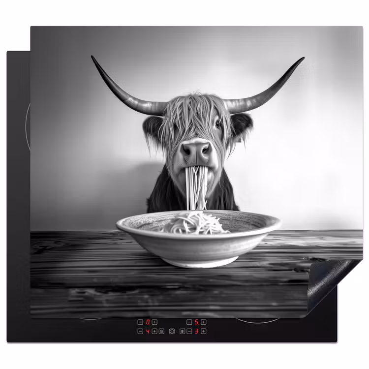 Protection plaque induction - Highlander écossais - Spaghetti - Animaux - Noir et blanc — 1