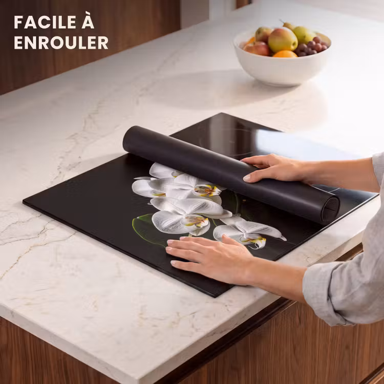 Protection plaque induction - Gouttes de rosée sur orchidées blanches — 6