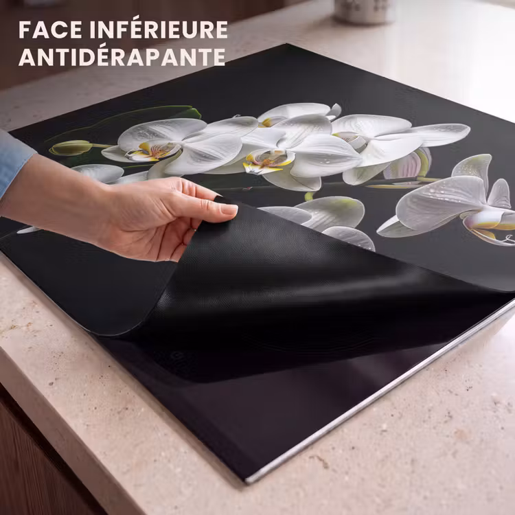 Protection plaque induction - Gouttes de rosée sur orchidées blanches — 7