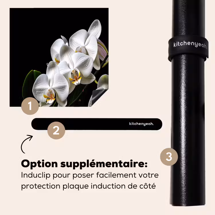 Protection plaque induction - Gouttes de rosée sur orchidées blanches — 8
