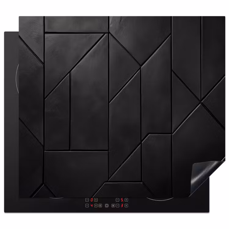 Protection plaque induction - Noir - Géométrique - Carreaux — 1