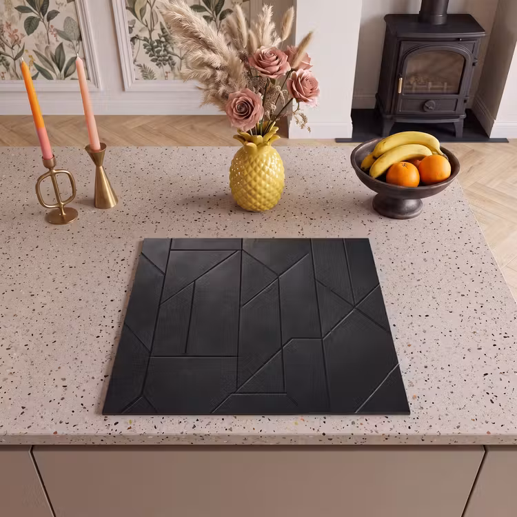 Protection plaque induction - Noir - Géométrique - Carreaux — 3
