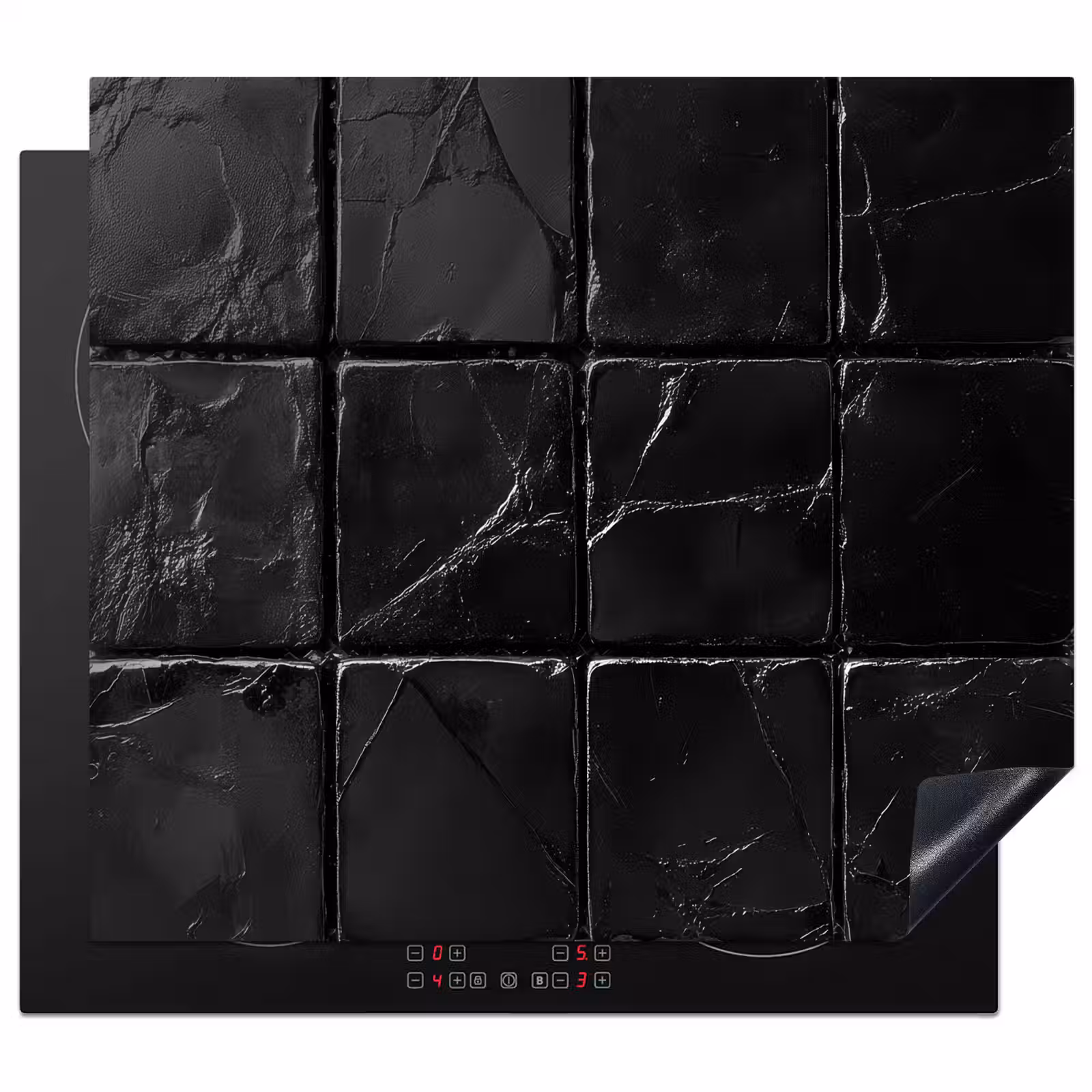 Protection plaque induction - Noir - Carreaux - Pierre — 1