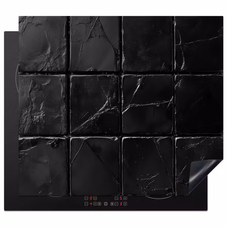 Protection plaque induction - Noir - Carreaux - Pierre — 1
