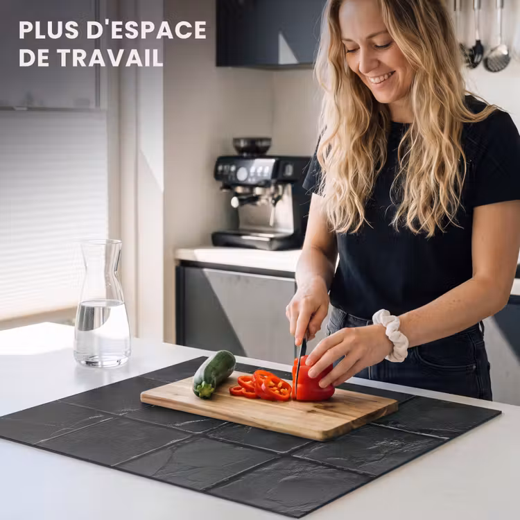 Protection plaque induction - Noir - Carreaux - Pierre — 5