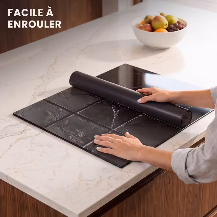 Protection plaque induction - Noir - Carreaux - Pierre — 6