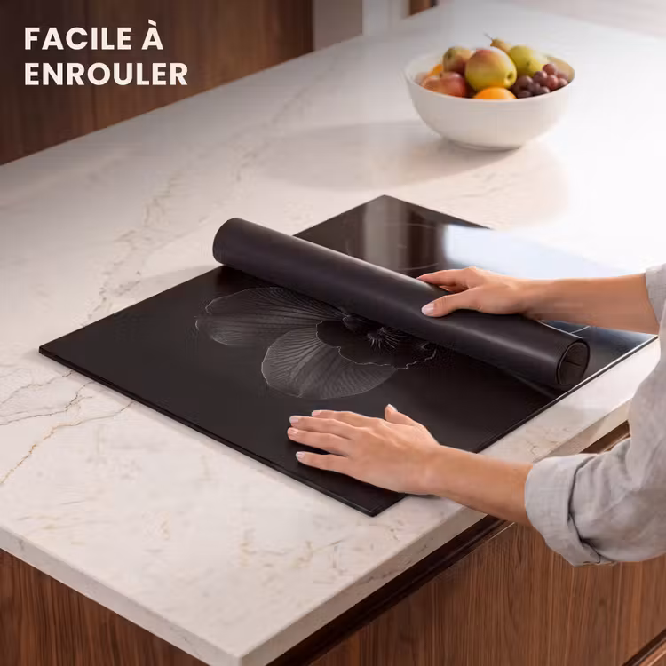 Protection plaque induction - Noir - Fleur - Orchidée — 6