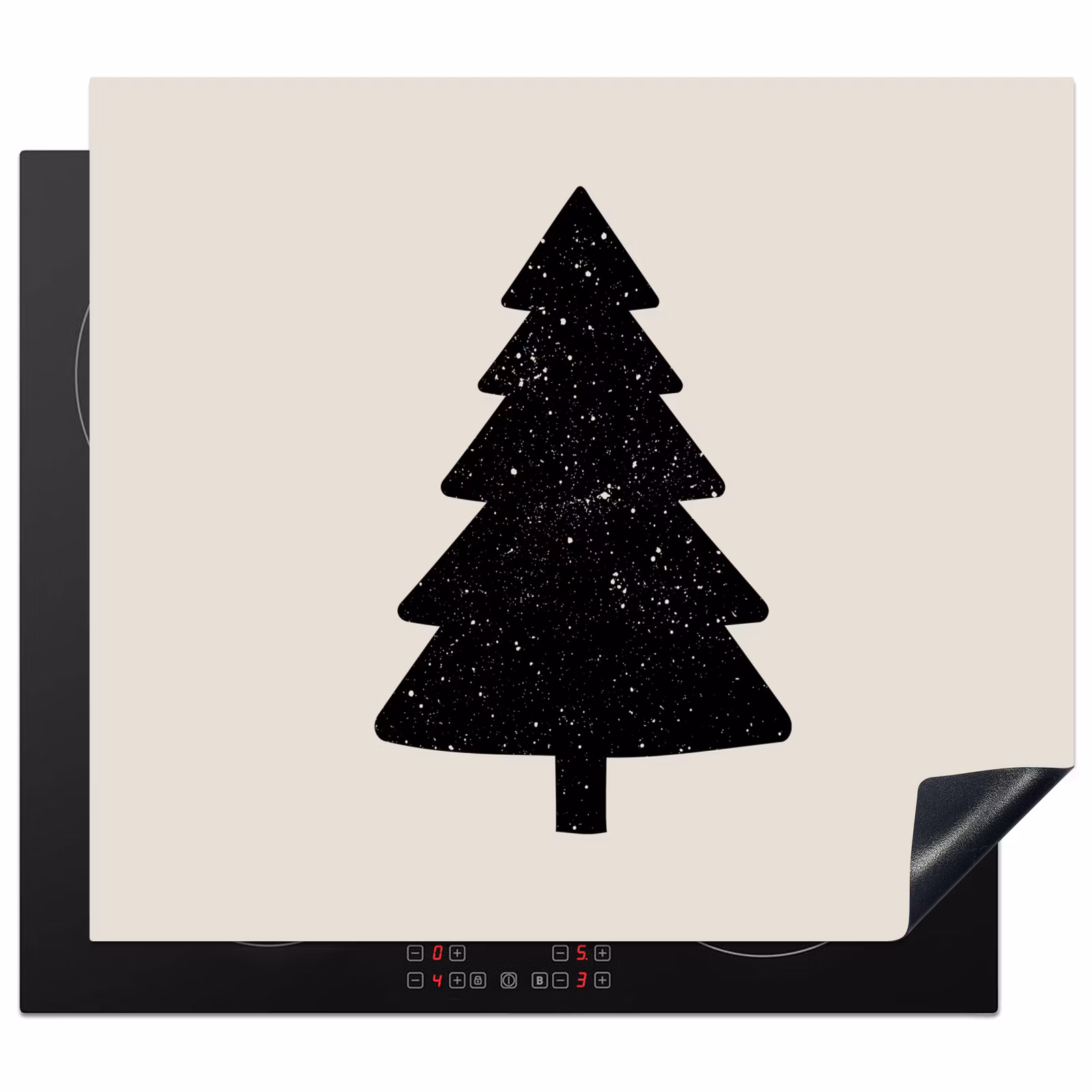 Protection plaque induction - Arbre de Noël - Noir - Vacances - Beige — 1