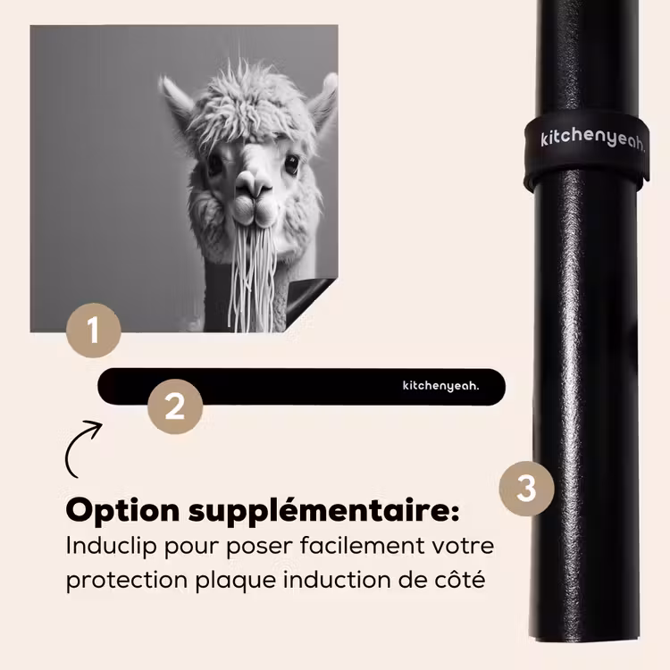 Protection plaque induction - Alpaga - Pâtes - Noir - Blanc - Drôle - Animaux — 8