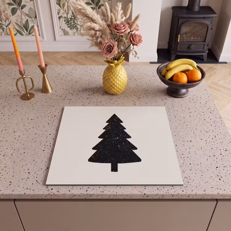 Protection plaque induction - Arbre de Noël - Noir - Vacances - Beige — 3