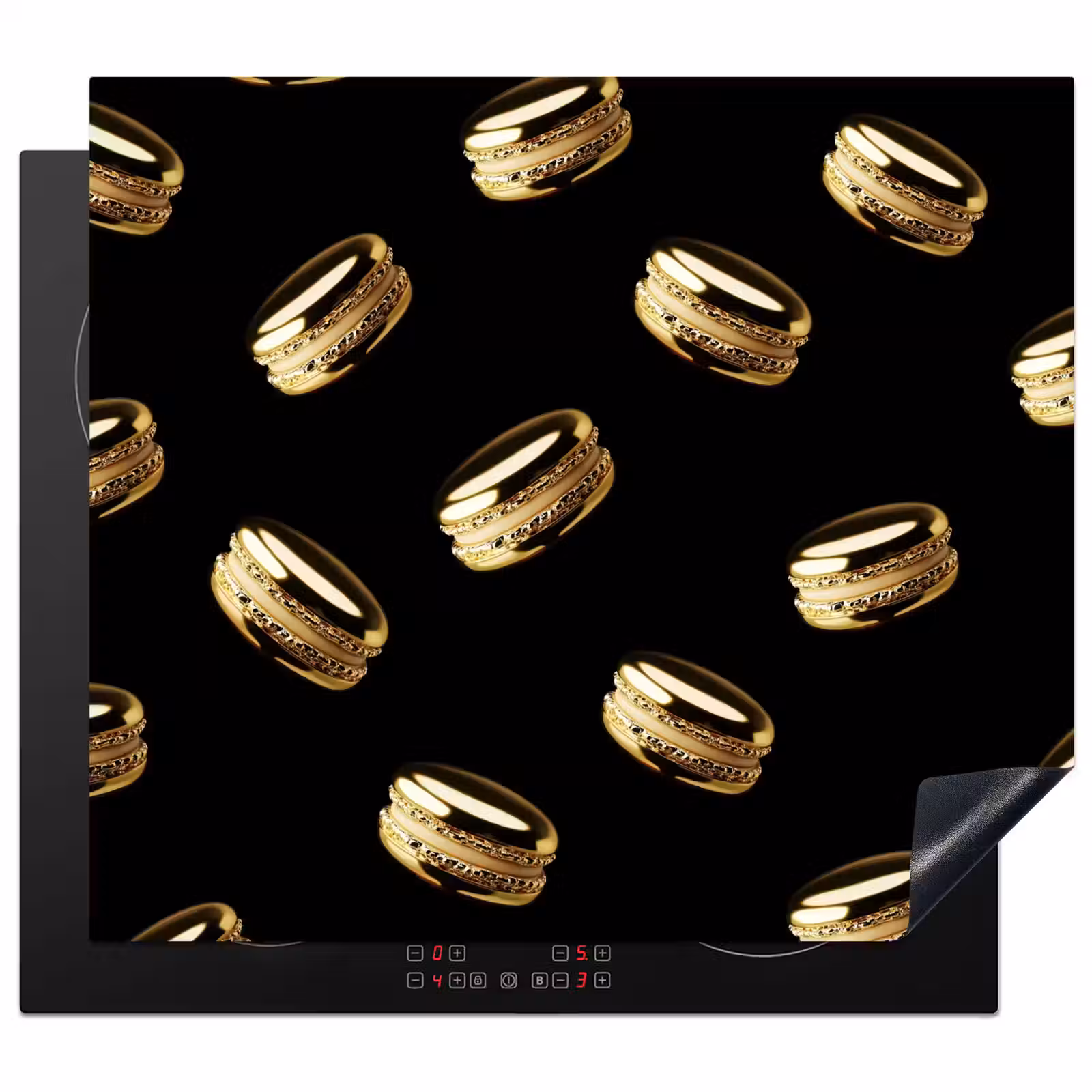 Protection plaque induction - Macarons - Motif - Or - Noir — 1