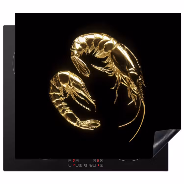 Protection plaque induction - Crevettes - Noir - Or - Animaux — 1