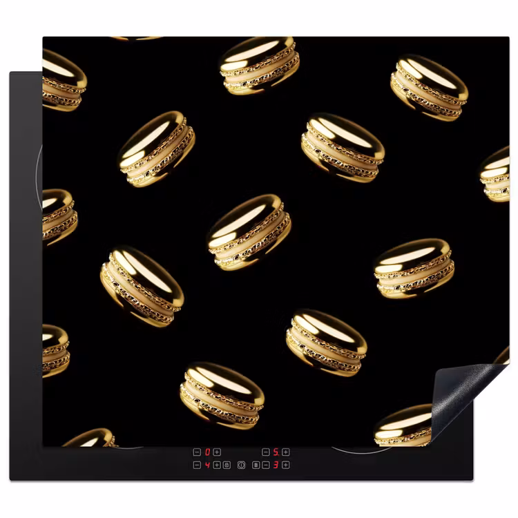 Protection plaque induction - Macarons - Motif - Or - Noir — 1