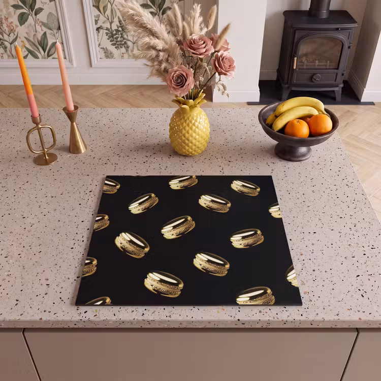 Protection plaque induction - Macarons - Motif - Or - Noir — 3