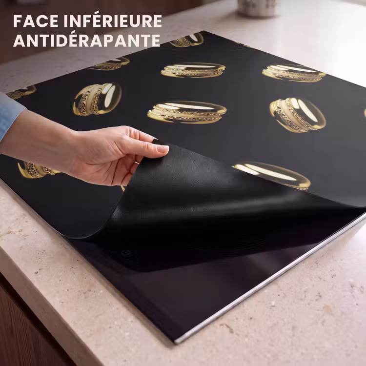 Protection plaque induction - Macarons - Motif - Or - Noir — 7