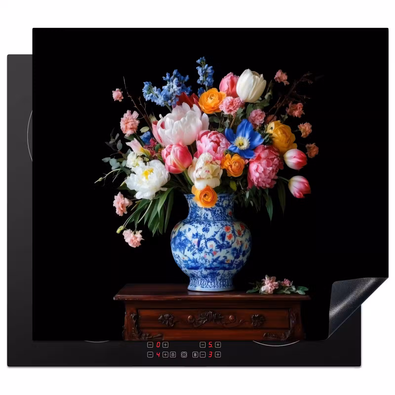 Protection plaque induction - Roses - Fleurs - Vase - Bouquet — 1