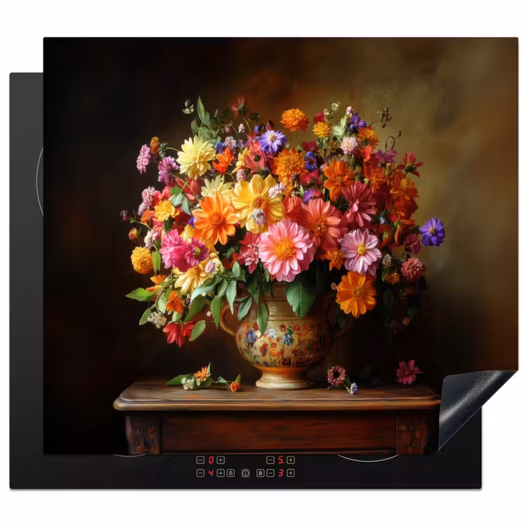 Protection plaque induction - Couleurs - Bouquet - Vase - Bois — 1