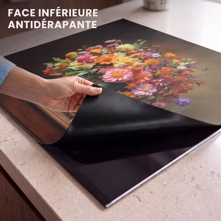 Protection plaque induction - Couleurs - Bouquet - Vase - Bois — 7